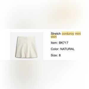 Jcrew Stretch corduroy mini skirt